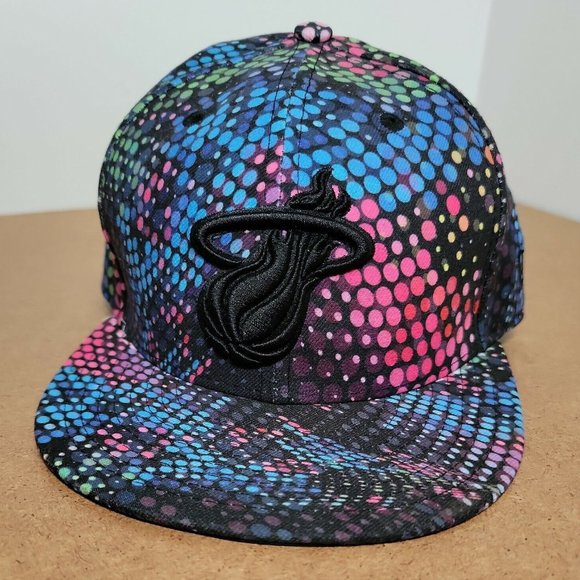 New Era 59Fifty Hardwood Classics Miami Heat Hat Size 7 1/8 Colorful Flat Bill - Picture 1 of 8